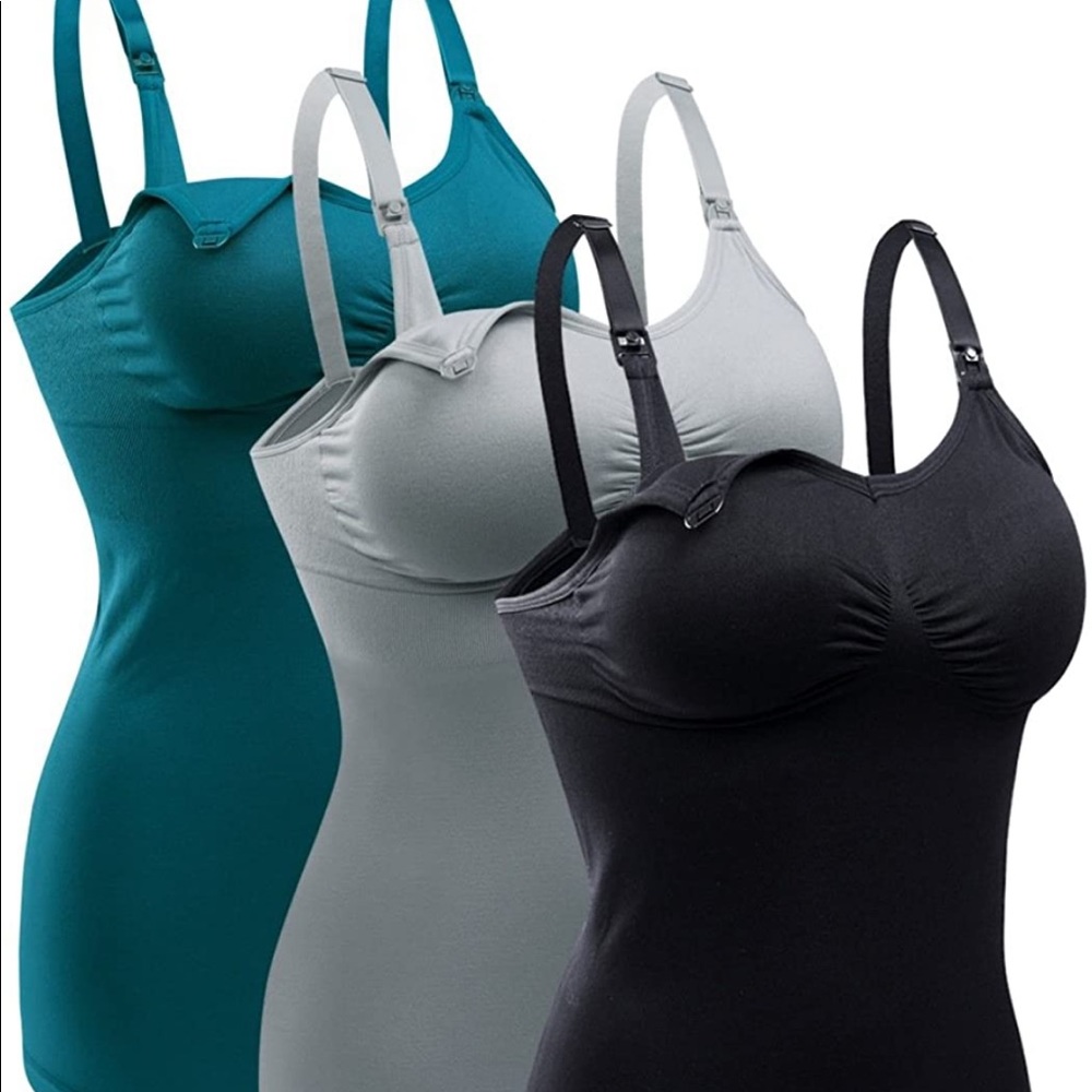 New Womens Nursing Tank Tops Built in Bra for Breastfeeding Maternity Camisole